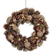 Mica Decorations Brant Kerstkrans met Dennenappels - H9 x Ø45 cm - Bru...