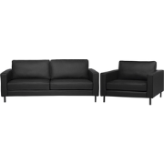 SAVALEN - Woonkamerset - Zwart  - Leer