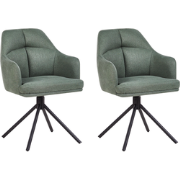 MIRA - Set van 2 eetkamerstoelen - Groen - Polyester