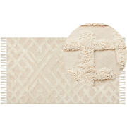 ARDAHAN - Laagpolig vloerkleed - Lichtbeige - 80 x 150 cm - Katoen