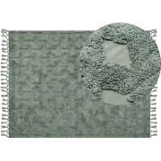 KARS - Laagpolig vloerkleed - Groen - 140 x 200 cm - Katoen