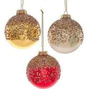 80Mm Gls Rd/Go/Iv Glttr Ball Orn 3A 9,906x7,874x7,62 cm kerstornament