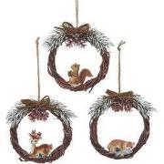 Krans met dier 3A 13 cm ornament