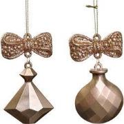 Plastic afplat, diamant met strik 2A 11 cm ornament