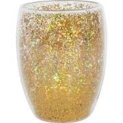 Dubbelw confetti glas, goud, rond, 350ml Td8.6 x Md9.2 xH11,5 cm
