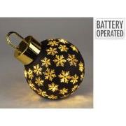 Kerstbal met led 20 cm mat zwar kerstversiering