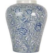 Clayre & Eef Vaas Ø 21x26 cm Blauw Keramiek Bloemen