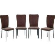Set van 4 stoelen in stof met zwarte metalen poten L43 cm - HOLLY