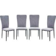 Set van 4 stoelen in stof met zwarte metalen poten L43 cm - HOLLY