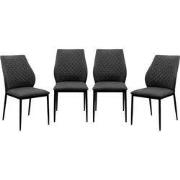 Set van 4 stoelen van gewatteerde stof met metalen frame, 48 cm  LILLI...