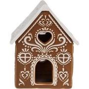 Clayre & Eef Waxinelichthouder Gingerbread house 7x8x9 cm Bruin Porsel...