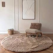 Rond hoogpolig vloerkleed Furr bruin - Interieur05 - Polyester