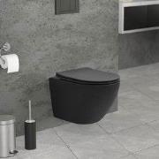 Wandcloset in zwart mat keramiek 49cm lang randloos met nano-dichting ...