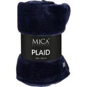 Mica Decorations Famke Fleece Plaid - L180 x B130 cm - Donkerblauw