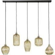 Hanglamp Amber - 5-Lichts - 120x20x150cm - Stripe Glass Mix