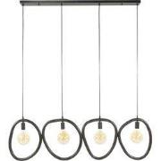 Hanglamp Zwart Metaal - 4-Lichts - 140x8x150cm - Pebble