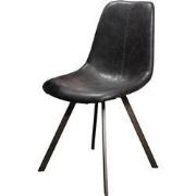 Eetkamerstoel Zwart - PU-Leer - Plat Frame - Stoel Zig-Zag - Set van 4