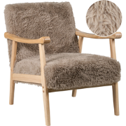 LEKNES - Fauteuil - Taupe - Kunstbont
