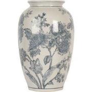 Clayre & Eef Vaas Ø 17x27 cm Wit Blauw Keramiek