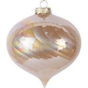 Clayre & Eef Kerstbal Ø 10x10 cm Beige Glas