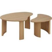 Set van 2 salontafels in organische vorm met houtdecor - THÉA