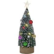 Kerstboom versierd 10LED 24cm houten stand 2xCR2032