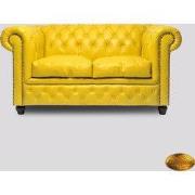 Chesterfield Bank Original Leer | 1 + 1 + 3 zits | Geel | 12 jaar gara...