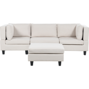 UNSTAD - Driezitsbank met ottomaan - Lichtbeige - Polyester
