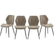 Set van 4 stoelen in stof met zwarte metalen poten L47,5 cm - LUNA