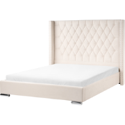 LUBBON  - Tweepersoonsbed - Gebroken wit - 160 x 200 cm - Fluweel