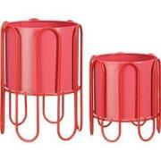 Mica Decorations Dione Bloempot op Standaard - Set van 2 - H35 x Ø26 c...