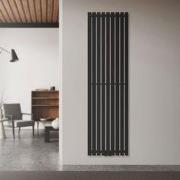 Badkamer radiator middenaansluiting 480x1600 mm zwart met universele t...