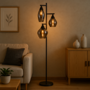 Landelijke Glazen Highlight Cambio E14 Vloerlamp - Zwart
