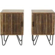 Nachtkastje set van 2 - Mangohout - Zandkleur Finish