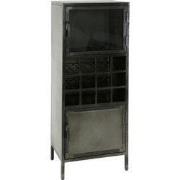 Wijnkast Metaal Zwart - 40x55x135cm - 12 Vakken - 4-Deurs