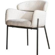 Eetkamerstoel Met Armleuning - Bouclé Wit - 62x61x80cm - Set van 2