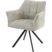 Eetkamerstoel Met Armleuning - Bouclé Zandkleur - Draaibaar - Set van ...