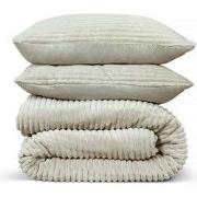 DoubleDry Dekbedovertrek Rib Flanel - Eenpersoons 140x220 cm + 1 Kusse...