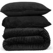 DoubleDry Dekbedovertrek Rib Flanel - Lits Jumeaux 240x220 cm + 2 Kuss...