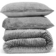 DoubleDry Dekbedovertrek Rib Flanel - Lits Jumeaux 240x220 cm + 2 Kuss...