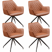 Set van 4 Industriële Eetkamerstoelen Gian Cognac - Met Armleuningen