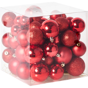 TYIN- Set van 60 kerstballen - Rood - Synthetisch