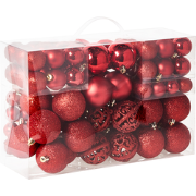 VANERN - Set van 100 kerstballen - Rood - Synthetisch