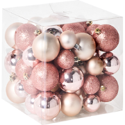 TYIN- Set van 60 kerstballen - Roze - Synthetisch