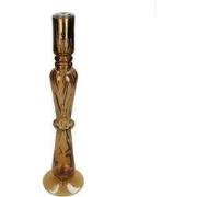 Candle Stick Leopard Glass Brown 8.9x8.9x28.5cm
