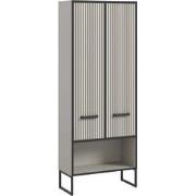 Furnilux Hoge Kast Badkamer 2 Deuren Lichtgrijs - Crème