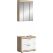 Badkamerset Lambada / Furnilux Badkamer Sonoma Eik, Wit Hoogglans