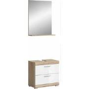 Badkamercombinatie In Sonoma Eik Licht En Wit Hoogglans Diepgetrokken