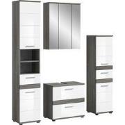 Blake - set van 4 badkamermeubels in wit en zilver melamine
