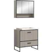 Furnilux Badkamer 2 Delen incl. Wastafel Lichtgrijs, Crèmekleurig